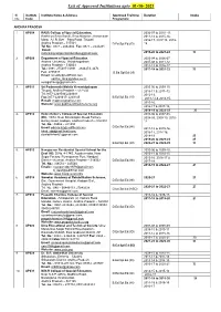 List of Approved Institutions Upto 11-08