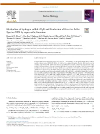 Metabolism of Hydrogen Sulfide (H2S) and Production of Reactive Sulfur Species (RSS) by Superoxide Dismutase