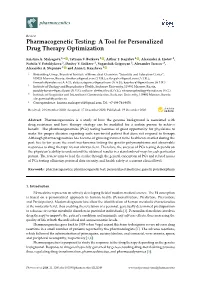 Pharmacogenetic Testing: a Tool for Personalized Drug Therapy Optimization