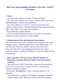 Rai's New Programming Schedule to Face the Covid-19 Emergency