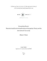 Recognizing Kosovo: Theoretical and Practical Implications for Recognition Theory and the International Community