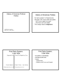 1790-1824 First Party System