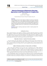 Abductive Reasoning in Mathematics Education: Approaches to and Theorisations of a Complex Idea