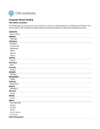 Computer-Based Testing Test Center Locations the Following List of Planned Test Center Locations Is Subject to Change Based on Availability and Demand
