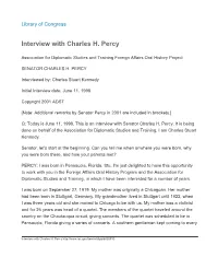 Interview with Charles H. Percy