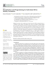 Periodization and Programming for Individual 400 M Medley Swimmers