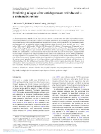 Predicting Relapse After Antidepressant Withdrawal – a Systematic Review