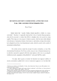 The Concept of Security Communities, As One of the Aforementioned Formulations