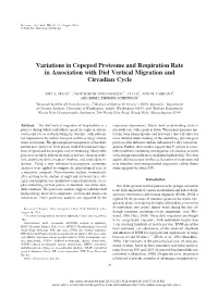 Variations in Copepod Proteome and Respiration Rate in Association with Diel Vertical Migration and Circadian Cycle