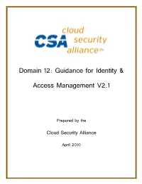 Domain 12: Guidance for Identity & Access Management V2.1