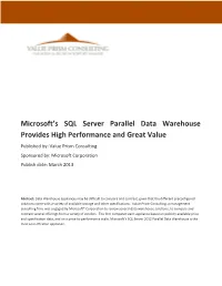 Microsoft's SQL Server Parallel Data Warehouse Provides