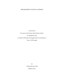 MIND READING in DANTE's COMMEDIA a Dissertation