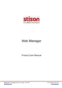 Web Manager User Manual