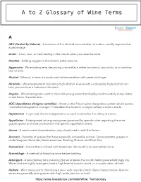 A to Z Glossary of Wine Terms