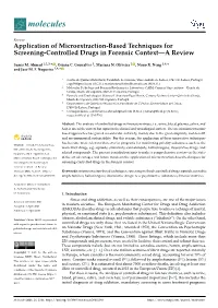 Application of Microextraction-Based Techniques for Screening-Controlled Drugs in Forensic Context—A Review