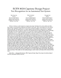 ECEN 4024 Capstone Design Project: Text Recognition for an Automated Test System