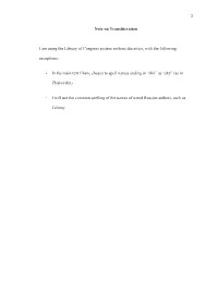 Note on Transliteration I Am Using the Library of Congress System Without