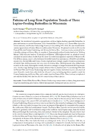 Patterns of Long-Term Population Trends of Three Lupine-Feeding Butterflies in Wisconsin