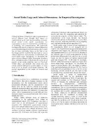 Social Media Usage and Cultural Dimensions: an Empirical Investigation