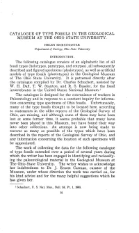 Catalogue of Type Fossils in the Geological Museum at the Ohio State University