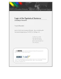 Logic of the Egotistical Sentence a Reading of Descartes