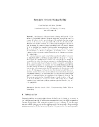 Random Oracle Reducibility