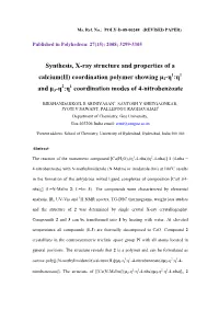 Synthesis, X-Ray Structure and Properties of a Calcium(II) Coordination Polymer Showing Μ2-Η :Η and Μ3-Η :Η Coordination M