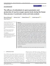 The Efficacy of Antioxidants in Sperm Parameters And