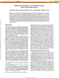 Vibration Control of Tall Buildings Using Mega Subconfiguration