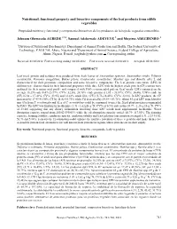 Compositional and Functional Property Studies of the Leaf Products from Some Edible Vegetables Grown in Nigeria