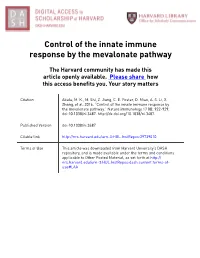 Control of the Innate Immune Response by the Mevalonate Pathway