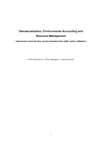 Dematerialization, Environmental Accounting and Resource Management