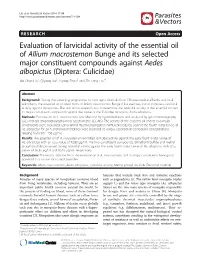 Evaluation of Larvicidal Activity of the Essential Oil of Allium Macrostemon