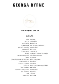 Georga Byrne Jazzparty Song List 2021