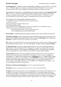 Kernel Concepts Presented by Hayden Tremethick