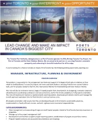 Manager, Infrastructure, Planning & Environment