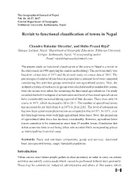 Revisit to Functional Classification of Towns in Nepal
