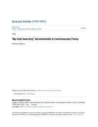Sentimentality in Contemporary Poetry