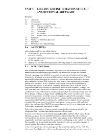 Unit 5 Library and Information Storage and Retrieval Software