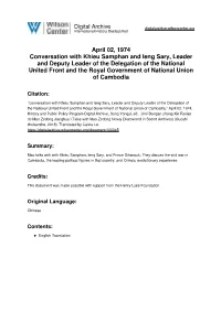 April 02, 1974 Conversation with Khieu Samphan and Ieng Sary