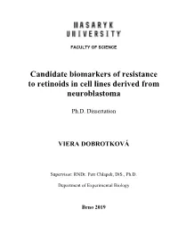 Candidate Biomarkers of Resistance to Retinoids in Cell Lines Derived from Neuroblastoma