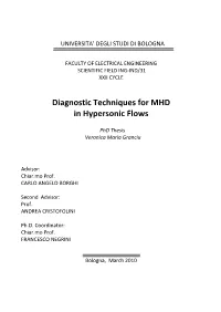 Diagnostic Techniques for MHD in Hypersonic Flows