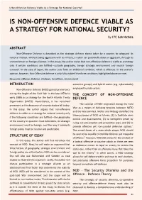 Is Non-Offensive Defence Viable As a Strategy for National Security?