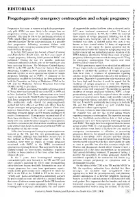 Progestogen-Only Emergency Contraception and Ectopic Pregnancy
