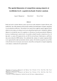 The Spatial Dimension of Competition Among Airports at Worldwide Level: a Spatial Stochastic Frontier Analysis