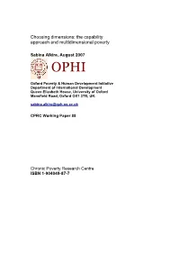 Choosing Dimensions: the Capability Approach and Multidimensional Poverty