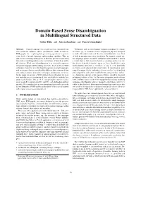 Domain-Based Sense Disambiguation in Multilingual Structured Data