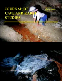 Journal of Cave and Karst Studies Editor Volume 61 Number 2 August 1999 Louise D