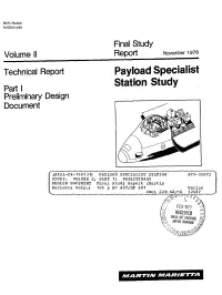 Payload Specialist Pati Station Study Preliminary Design Document
