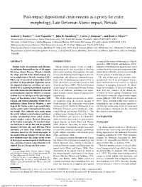 Post-Impact Depositional Environments As a Proxy for Crater Morphology, Late Devonian Alamo Impact, Nevada